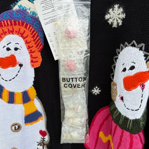 QVC Quacker Factory Winter Christmas Snowman Cardigan Sweater size 2X NWT - Picture 6 of 7